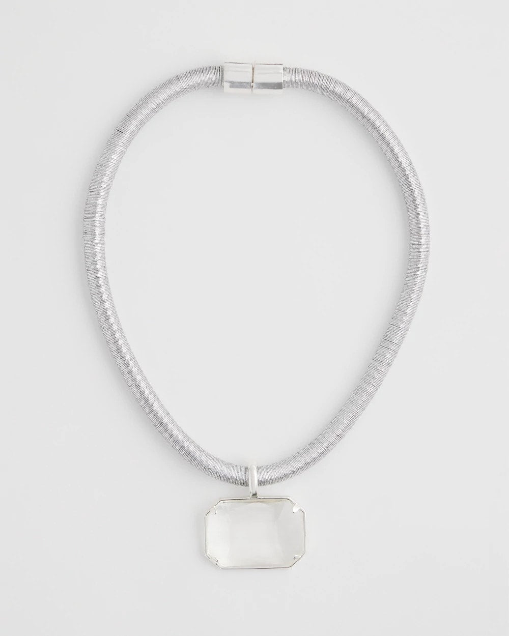Chico's Women | Silvertone Gem Pendant Cord Necklace SILVER