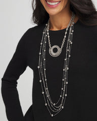 Chico's Women | Sparkling Silvertone Circle Pendant Necklace SILVER