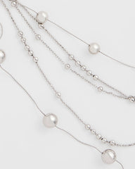 Chico's Women | Multistrand Beaded Silvertone Necklace SILVER