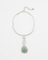 Chico's Women | Linear Jade & Resin Pendant Collar BLUE