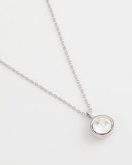 Chico's Women | Bezel Set Pendant Silvertone Necklace SILVER