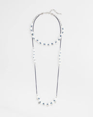 Chico's Women | Convertible White Stone Necklace BLUE AND WHITE