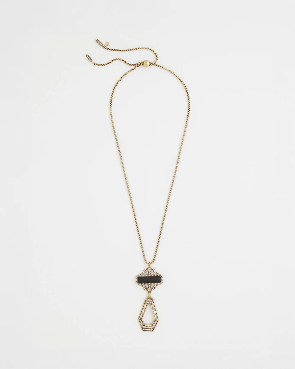 Chico's Women | Adjustable Amulet Pendant Necklace BLACK/GOLD