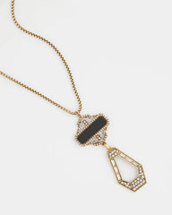 Chico's Women | Adjustable Amulet Pendant Necklace BLACK/GOLD