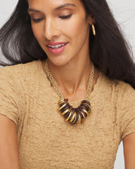 Chico's Women | Wood & Gold Short Necklace NEUTRAL