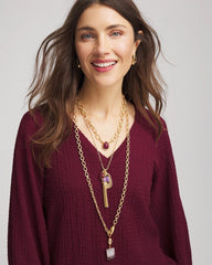 Chico's Women | Convertible Three-Strand Stone Pendant Necklace PURPLE