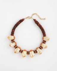 Chico's Women | Shell & Wood Bib Necklace NEUTRAL