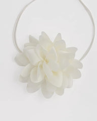 Chico's Women | White Flower Tie Choker Necklace WHITE