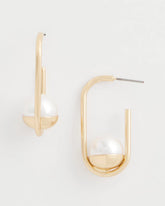 Chico's Women | Pearl Gold Hoop Earrings PEARL