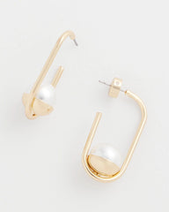 Chico's Women | Pearl Gold Hoop Earrings PEARL