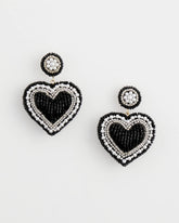 Chico's Women | Black Beaded Heart Drop Earrings BLACK