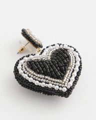 Chico's Women | Black Beaded Heart Drop Earrings BLACK