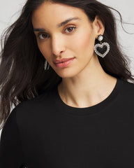 Chico's Women | Black Beaded Heart Drop Earrings BLACK
