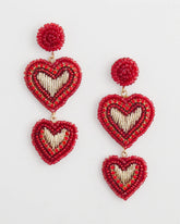 Chico's Women | Red Beaded Heart Drop Earrings RED
