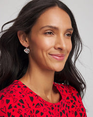Chico's Women | Crystal Heart Gem Drop Earrings NEUTRAL