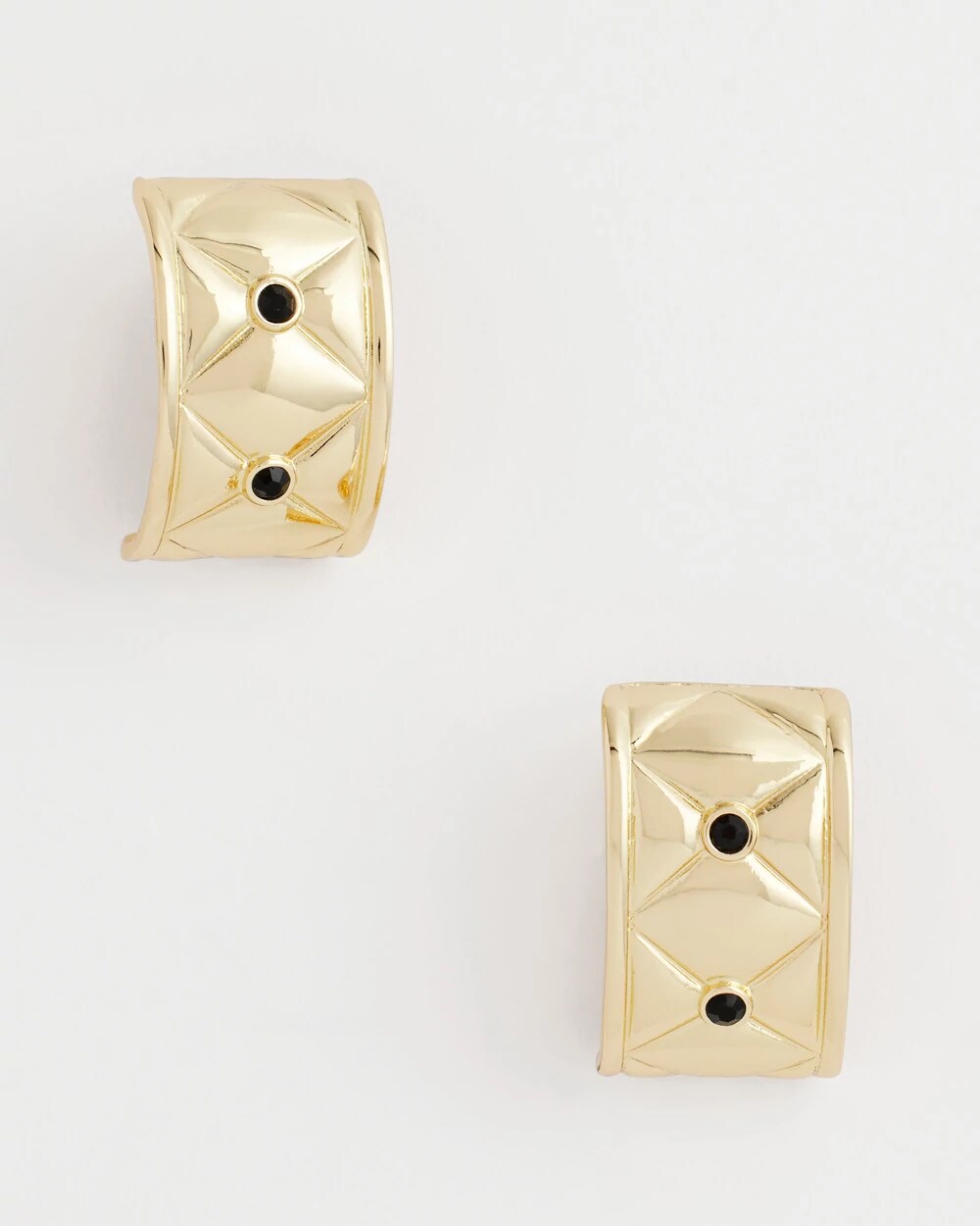 Chico's Women | Black & Gold Quilted Clip on Earrings GOLD