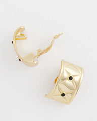 Chico's Women | Black & Gold Quilted Clip on Earrings GOLD