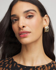 Chico's Women | Black & Gold Quilted Clip on Earrings GOLD
