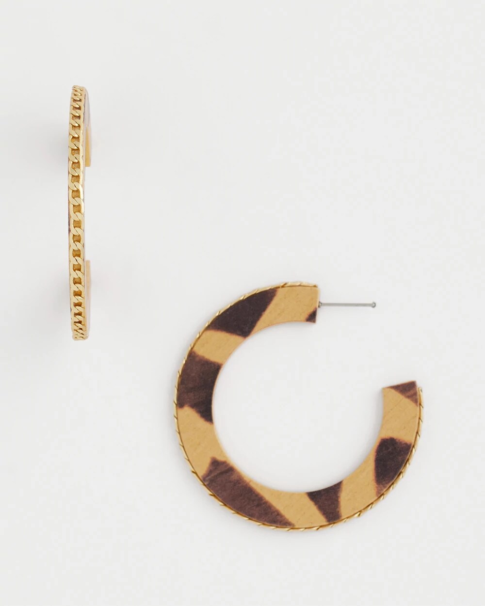 Chico's Women | Animal Wood Hoop Earrings NEUTRAL