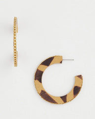 Chico's Women | Animal Wood Hoop Earrings NEUTRAL