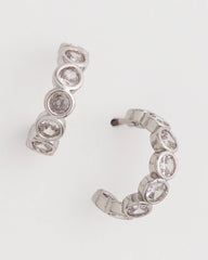 Chico's Women | Silvertone Crystal Mini Hoop Earrings SILVER