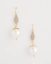 Chico's Women | Faux Pearl and Pave Drop Earrings PEARL