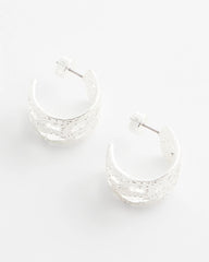 Chico's Women | No Droop® Cutout Silvertone Hoop Earrings SILVER