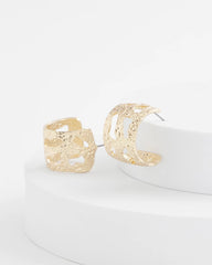 Chico's Women | No Droop® Cutout Goldtone Hoop Earrings GOLD