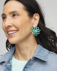 Chico's Women | No Droop™ Teal Flower Stud Earrings TEAL