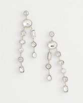Chico's Women | Bezel Set Linear Silvertone Earrings SILVER