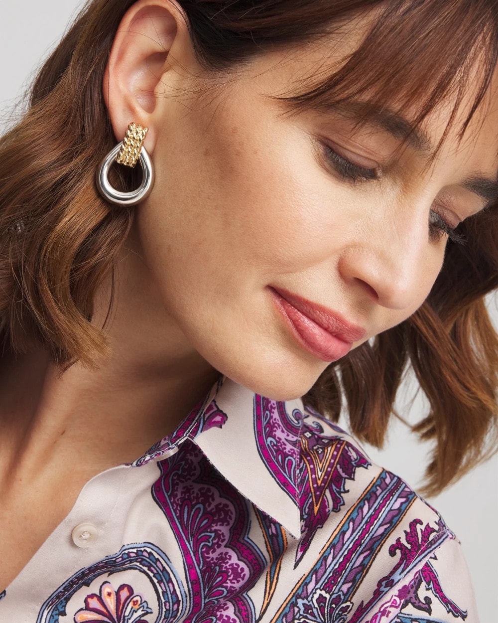 No Droop™ Mixed-Metal Teardrop Clip-On Earrings