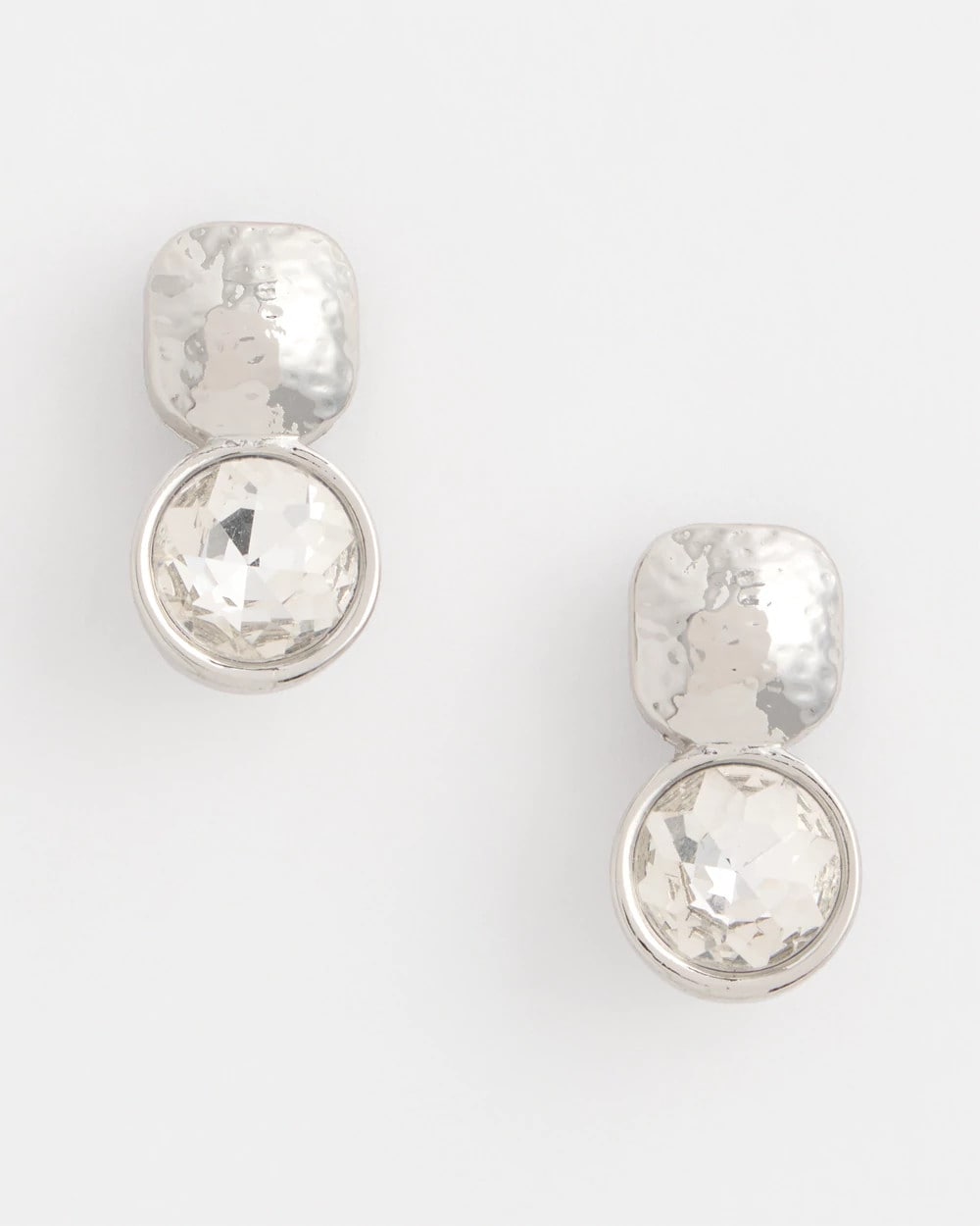 No Droop™ Silver Tone Crystal Clip-On Earrings