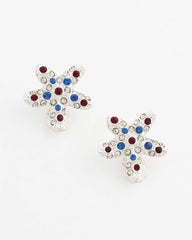 Chico's Women | Red White & Blue Starfish Clip-On Earrings SILVER