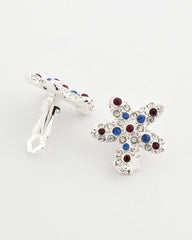 Chico's Women | Red White & Blue Starfish Clip-On Earrings SILVER