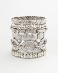 Chico's Women | Silver Textured Circle Stretch Bracelet SILVER