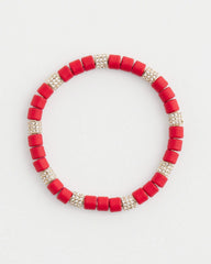 Chico's Women | Red Barrel Bead Stretch Bracelet RED