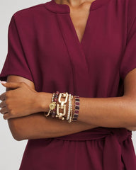 Chico's Women | Chianti Stretch Beaded Charm Bracelet DEEP CHIANTI