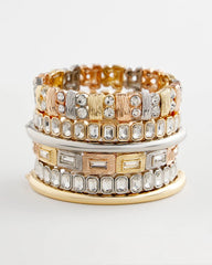 Chico's Women | Tri-Tone Rectangle Stretch Bracelet MIXED METALS