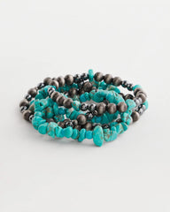 Chico's Women | Turquoise Stone Stretch Set of Five Beaded Bracelets TURQUOISE