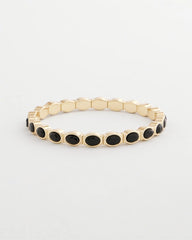Chico's Women | Small Black Faceted Gem Stretch Cuff Bracelet BLACK