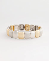 Mixed-Metal Matte Square Stretch Bracelet
