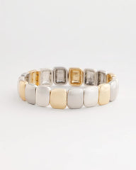 Mixed-Metal Matte Square Stretch Bracelet
