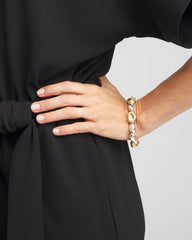 Gold & Silver Tone Beaded Stretch Bracelet