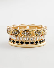 Chico's Women | Large Faceted Gem Stretch Bracelet BLACK