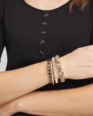 Chico's Women | Large Faceted Gem Stretch Bracelet BLACK