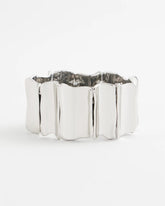 Silvertone Wave Stretch Cuff Bracelet