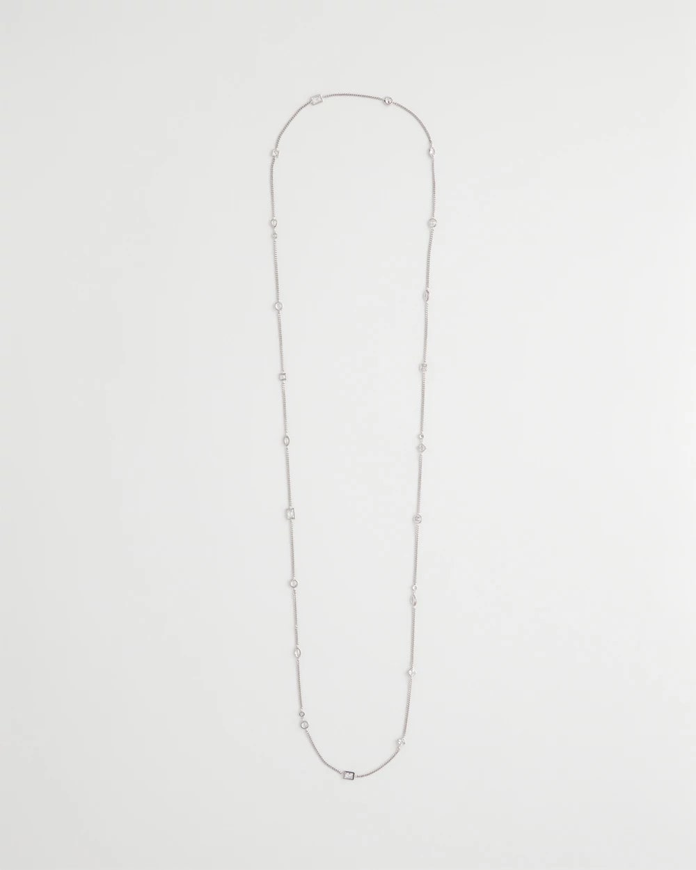 Chico's Women | Fine Crystal Long Chain Necklace SILVER