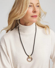 Adjustable Tri-Tone Pendant Necklace