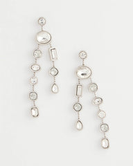 Chico's Women | Bezel Set Linear Silvertone Earrings SILVER