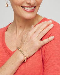 Chico's Women | Small Beaded Gold Tone Stretch Bracelet